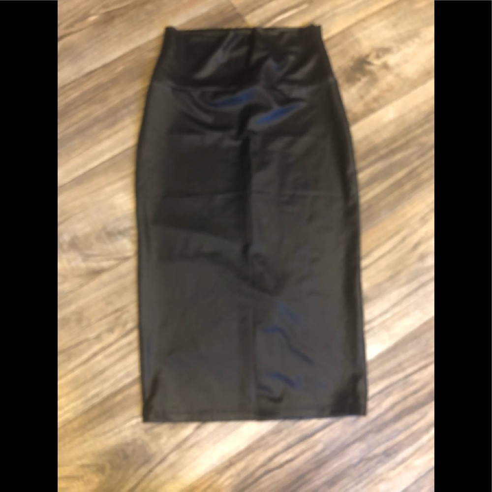 Black faux leather skirt